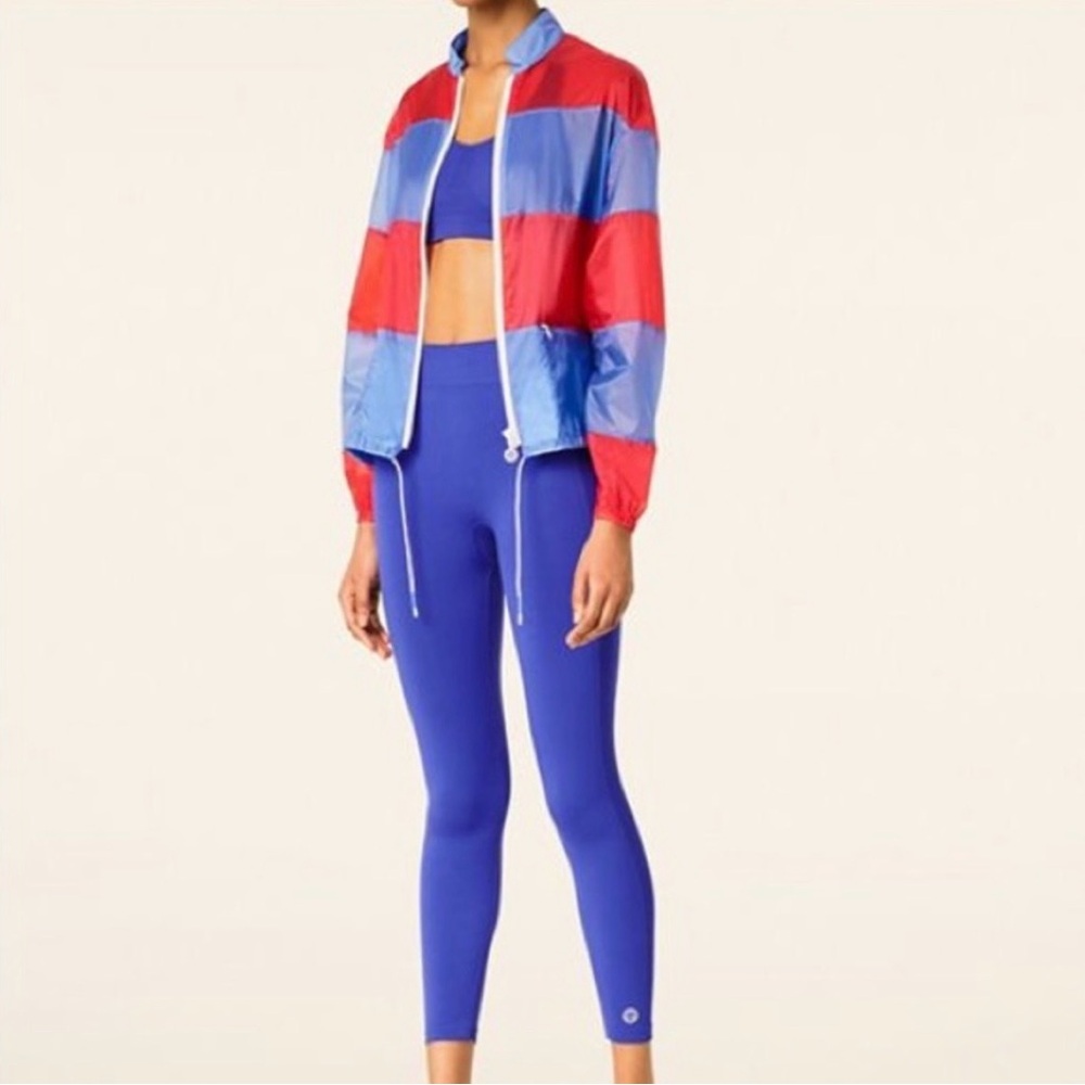 Tory Burch Sport Retro Colorblock Windbreaker Gym Red Blue Women's Medium EUC